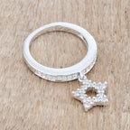 Sculpted Curve Modern Icon Star 0.25ct CZ Rhodium Simple Holiday Charm Band Ring - Friggin Jewelry Fashion Winter