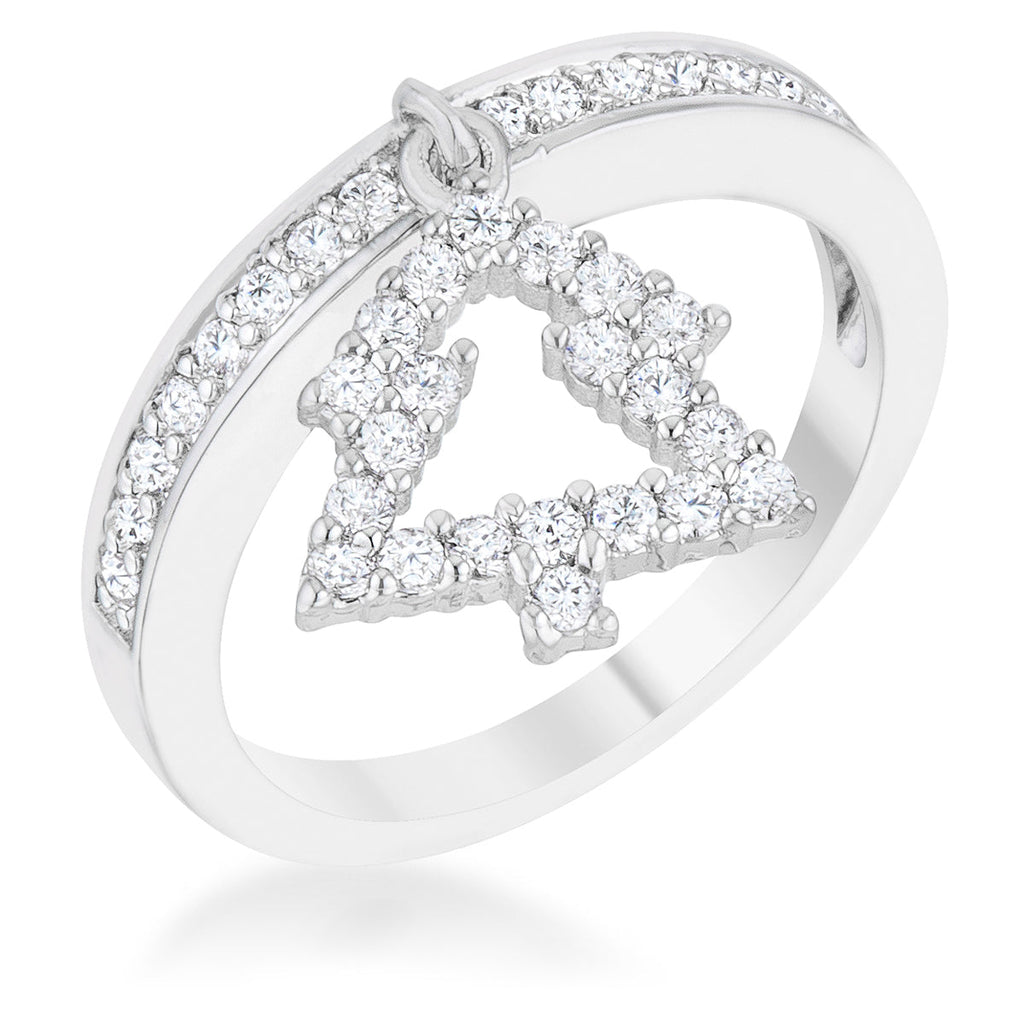 Timeless Spark Heritage Edit Christmas Tree 0.3ct CZ Rhodium Holiday Charm Ring - Friggin Jewelry Fashion
