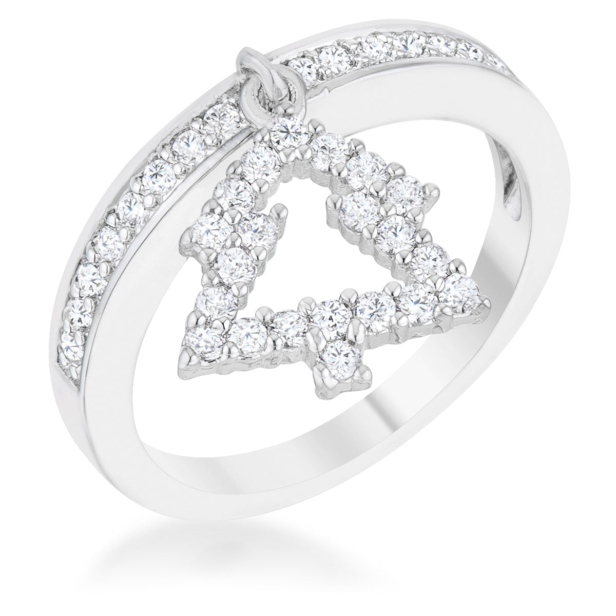 Timeless Spark Heritage Edit Christmas Tree 0.3ct CZ Rhodium Holiday Charm Ring - Friggin Jewelry Fashion