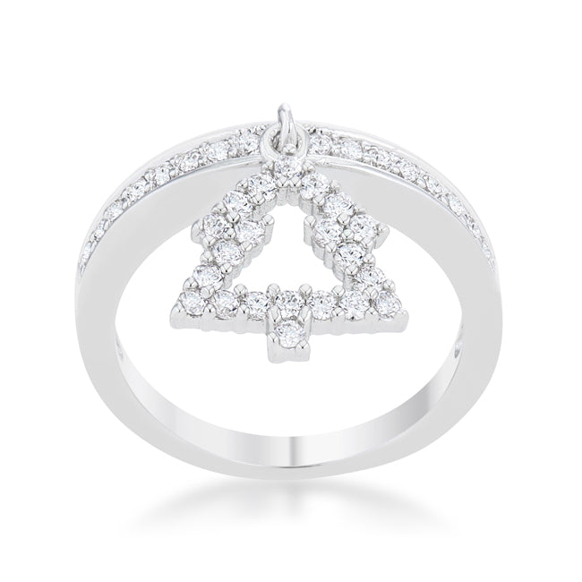Timeless Spark Heritage Edit Christmas Tree 0.3ct CZ Rhodium Holiday Charm Ring - Friggin Jewelry Fashion