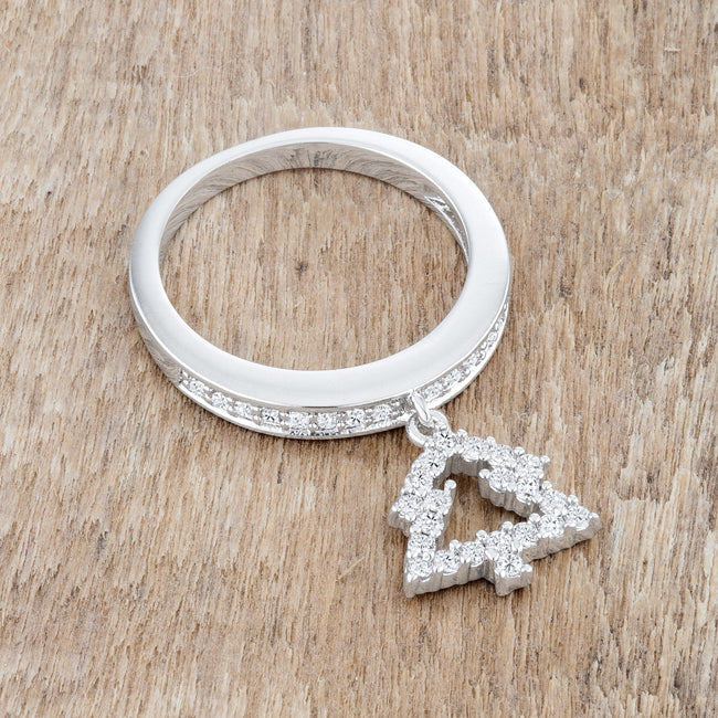 Timeless Spark Heritage Edit Christmas Tree 0.3ct CZ Rhodium Holiday Charm Ring - Friggin Jewelry Fashion