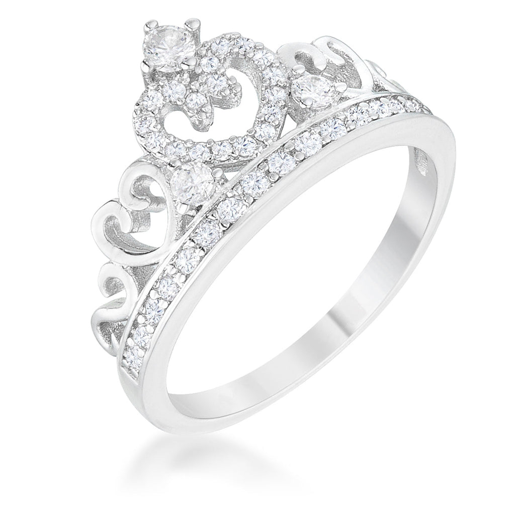 Modern Heroine Classic Edit Aurora 0.34ct CZ Rhodium Heart Crown Ring - Friggin Jewelry Fashion