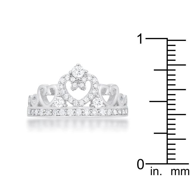 Modern Heroine Classic Edit Aurora 0.34ct CZ Rhodium Heart Crown Ring - Friggin Jewelry Fashion
