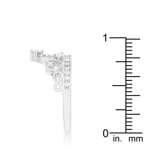Modern Heroine Classic Edit Aurora 0.34ct CZ Rhodium Heart Crown Ring - Friggin Jewelry Fashion