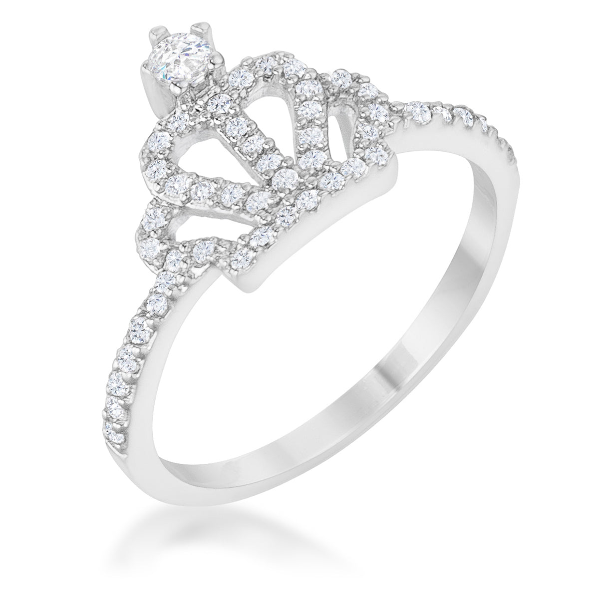 Timeless Sovereign Classic Edit Elina 0.36ct CZ Rhodium Simple Crown Ring - Friggin Jewelry Fashion