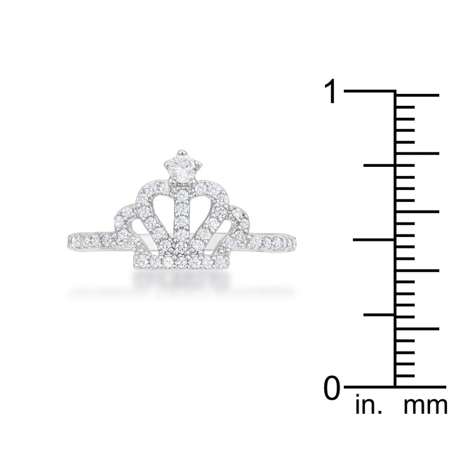 Timeless Sovereign Classic Edit Elina 0.36ct CZ Rhodium Simple Crown Ring - Friggin Jewelry Fashion