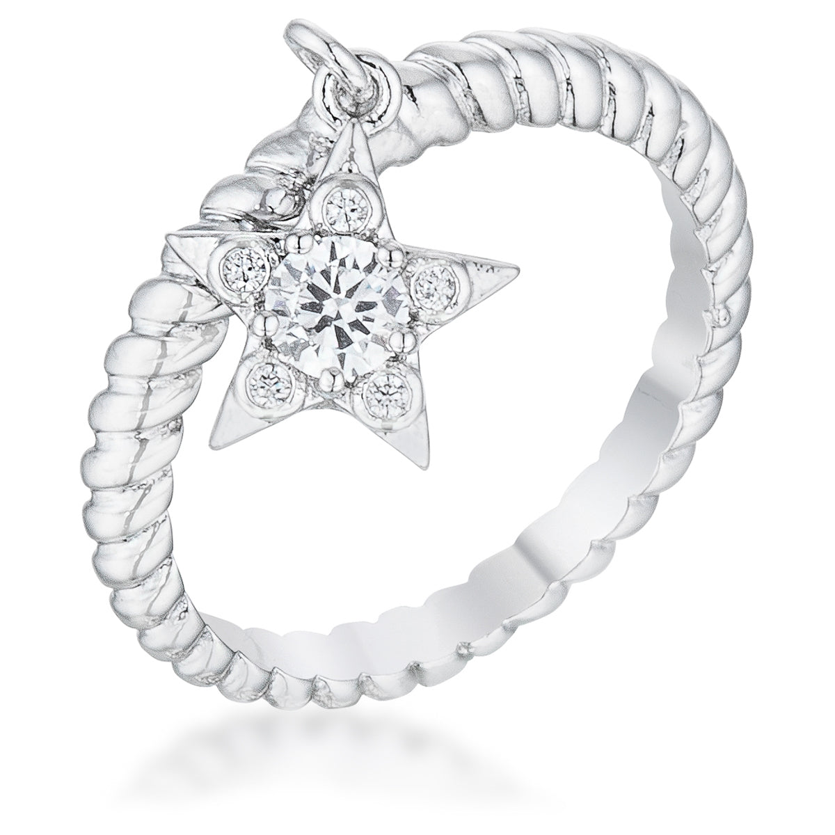 Playful Edge Contemporary Edit Cubic Zirconia Star Charm Fashion Ring - Friggin Jewelry Fashion