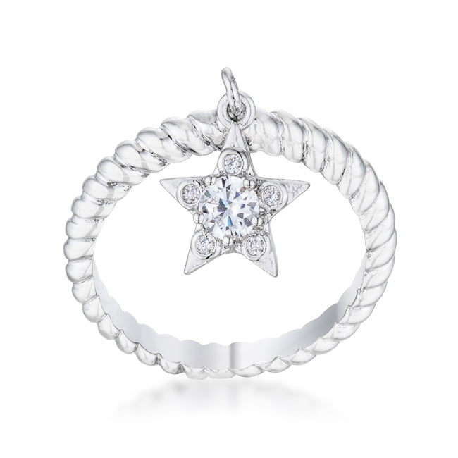 Playful Edge Contemporary Edit Cubic Zirconia Star Charm Fashion Ring - Friggin Jewelry Fashion