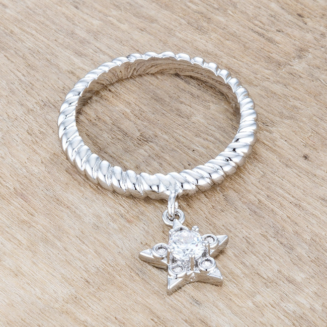 Playful Edge Contemporary Edit Cubic Zirconia Star Charm Fashion Ring - Friggin Jewelry Fashion