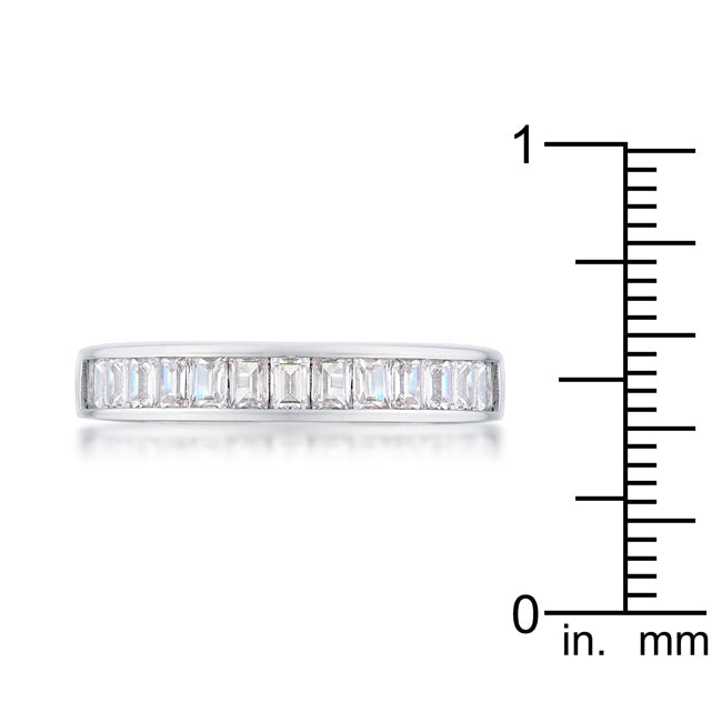 Cheeky Chic Refined Line Baguette Cut CZ Rhodium Wedding Band - Friggin Jewelry Fashion