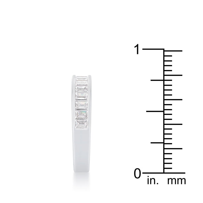Cheeky Chic Refined Line Baguette Cut CZ Rhodium Wedding Band - Friggin Jewelry Fashion