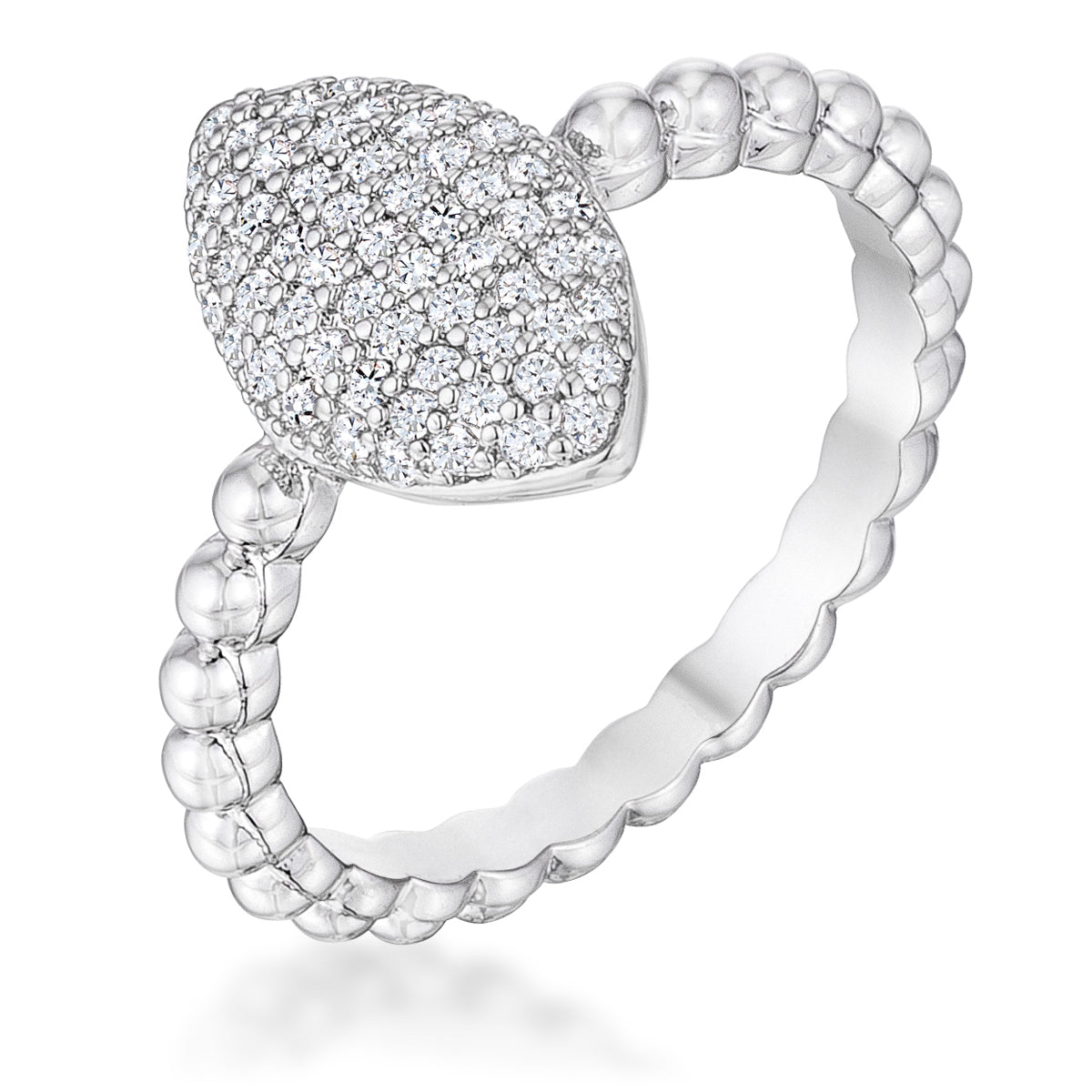 Everyday Whisper Icon Edit .3Ct Beautiful Oval-Designed Rhodium Ring With Clear CZ - Friggin Jewelry Fashion