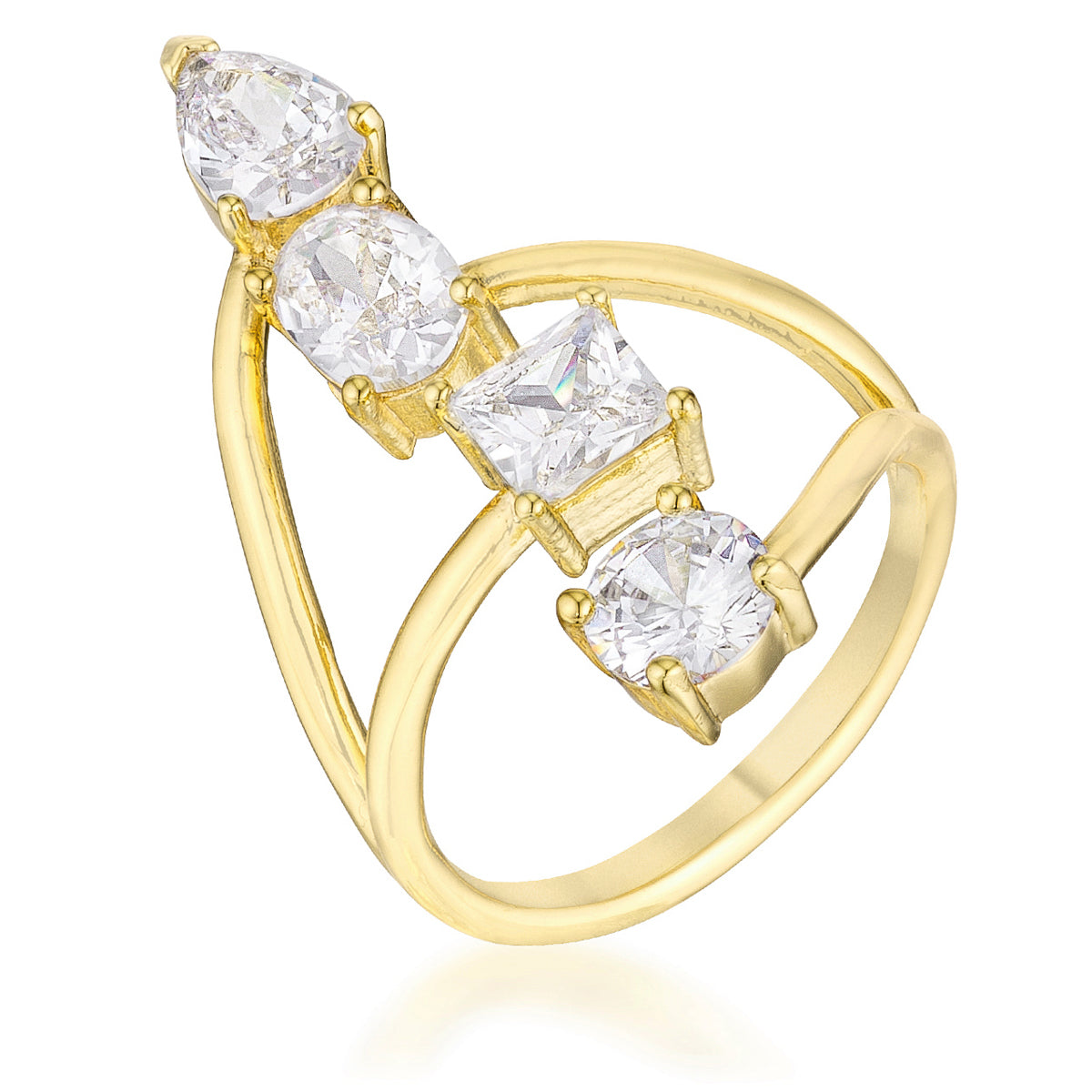 Dazzling Edge Timeless Series 3CT Stunning CZ Goldtone Ring - Friggin Jewelry Fashion