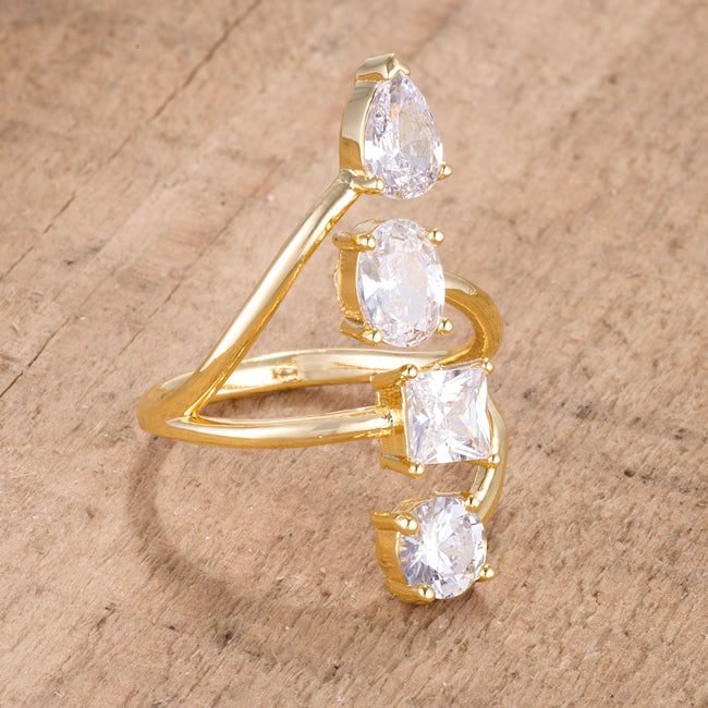 Dazzling Edge Timeless Series 3CT Stunning CZ Goldtone Ring - Friggin Jewelry Fashion