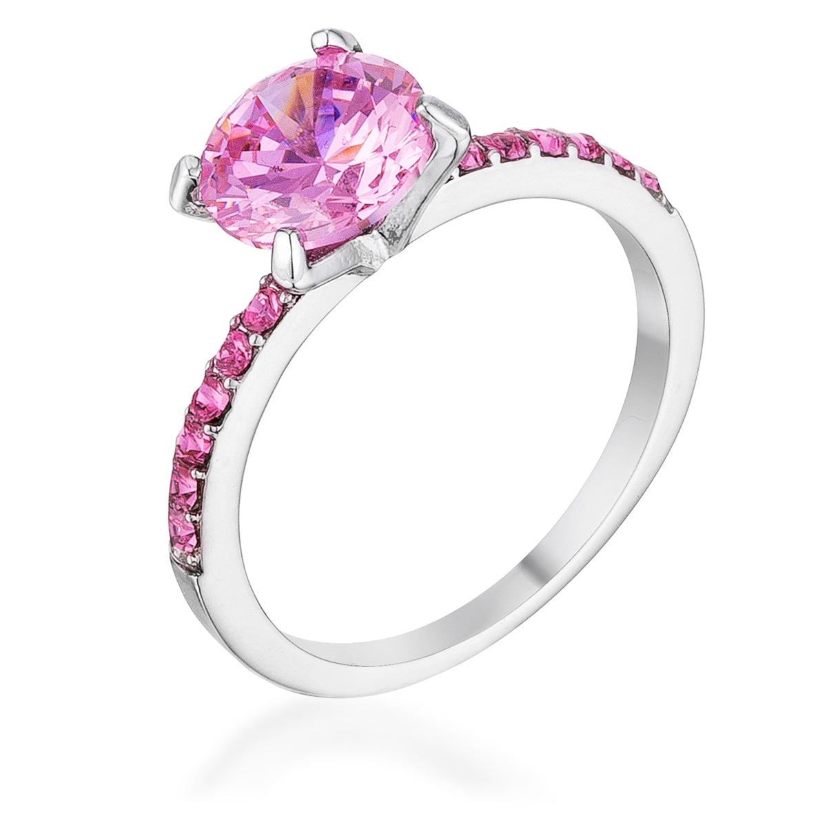 Tempting Edge Couture Line 2.3CT Pink CZ Rhodium Ring - Friggin Jewelry Fashion