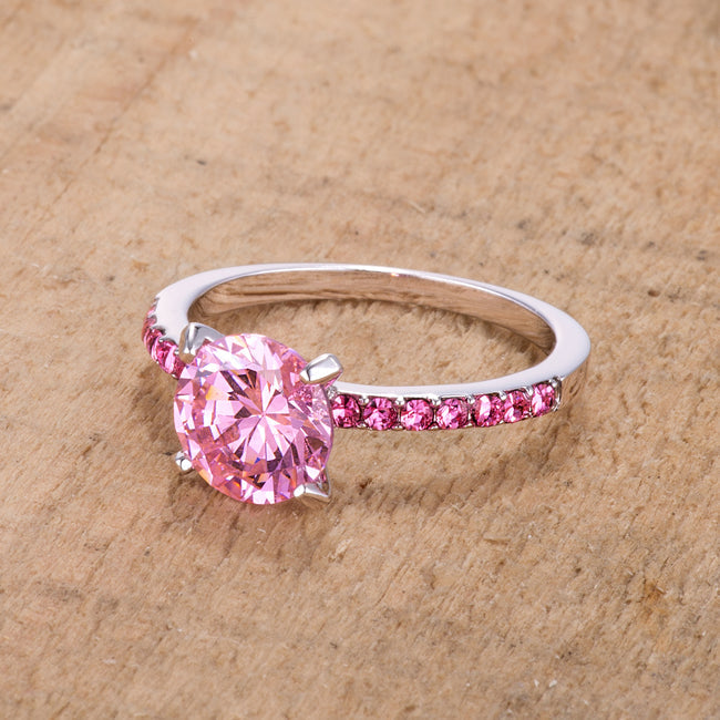 Tempting Edge Couture Line 2.3CT Pink CZ Rhodium Ring - Friggin Jewelry Fashion
