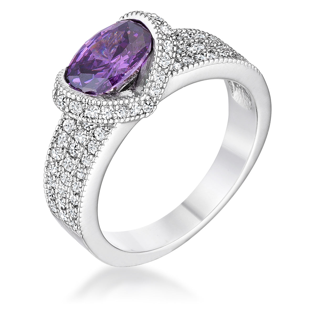 Captivating Edge Modern Icon 1.6 Ct Amethyst Oval CZ Ring - Friggin Jewelry Fashion