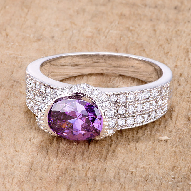 Captivating Edge Modern Icon 1.6 Ct Amethyst Oval CZ Ring - Friggin Jewelry Fashion