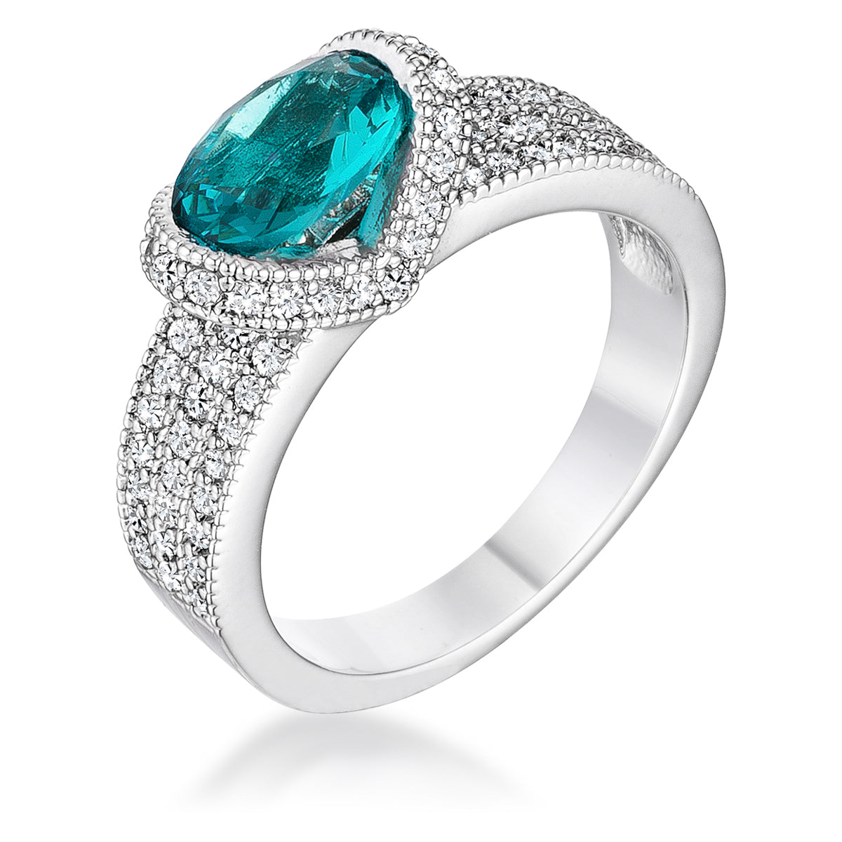 Lustre Detail Studio Line 1.6 Ct Aqua Oval CZ Ring - Friggin Jewelry Fashion