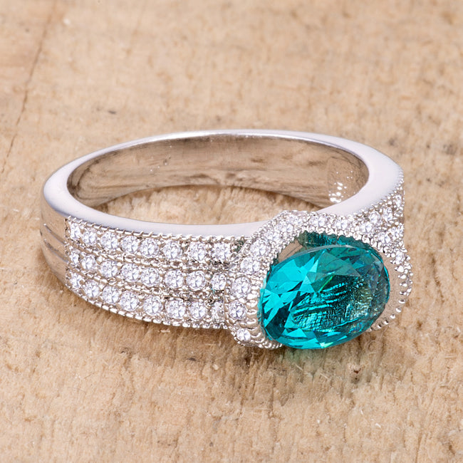 Lustre Detail Studio Line 1.6 Ct Aqua Oval CZ Ring - Friggin Jewelry Fashion