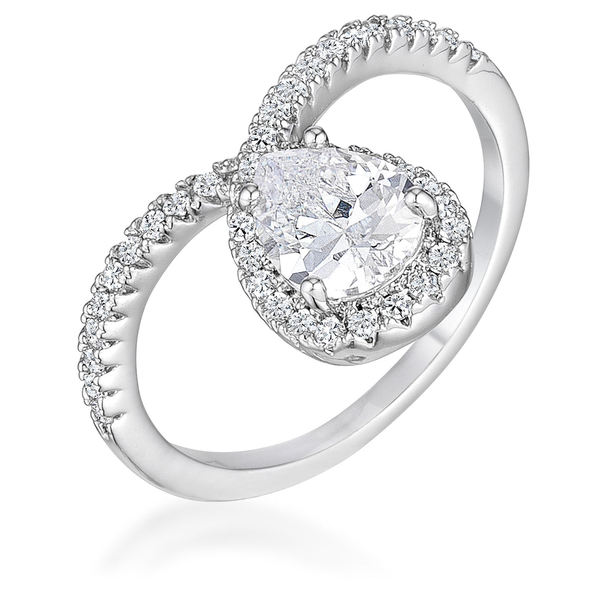 Polished Legacy Icon Series 1.5Ct Rhodium Chevron Ring With Clear CZ - Friggin Jewelry Fashion