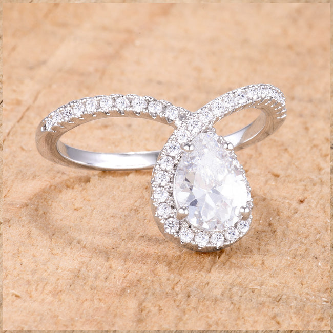Polished Legacy Icon Series 1.5Ct Rhodium Chevron Ring With Clear CZ - Friggin Jewelry Fashion