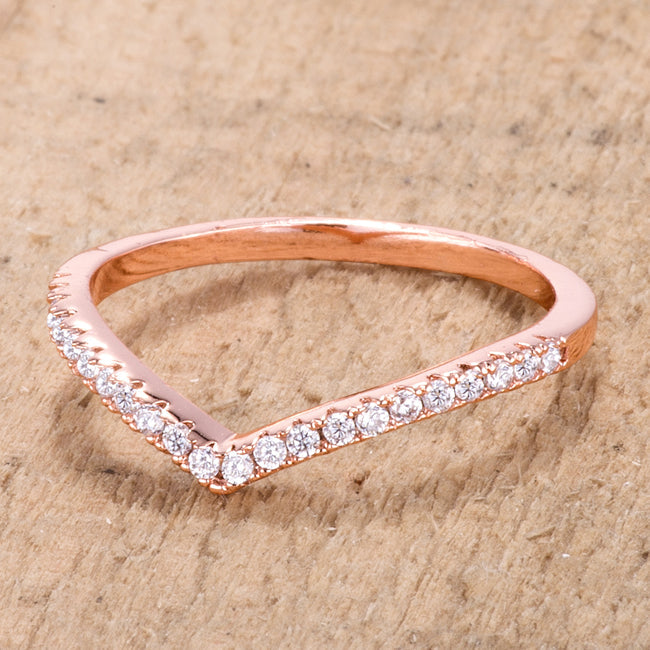 Cheeky Rebel Bold Edit .22Ct Rose Goldtone Chevron Ring with CZ - Friggin Jewelry Fashion