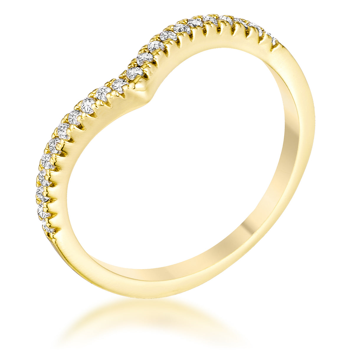 Velvet Heroine Bold Line .22Ct Goldtone Chevron Ring with CZ - Friggin Jewelry Fashion