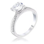 Rebel Edge Signature Form 1.4Ct Contemporary Dainty Rhodium Plated Clear CZ Engagement Ring - Friggin Jewelry Fashion