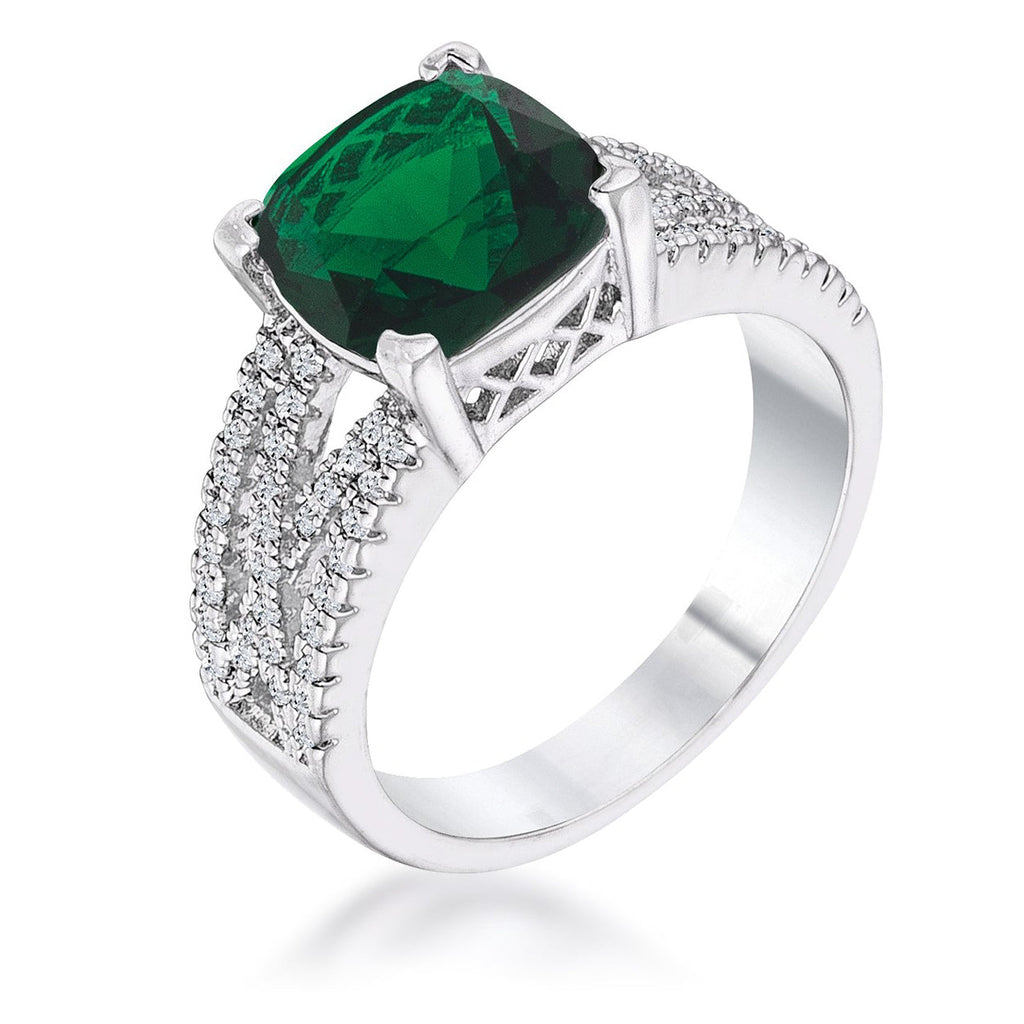 Legacy Form Studio Edit 3ct Elegant Rhodium Plated Criss-Cross Enerald CZ Engagement Ring - Friggin Jewelry Fashion