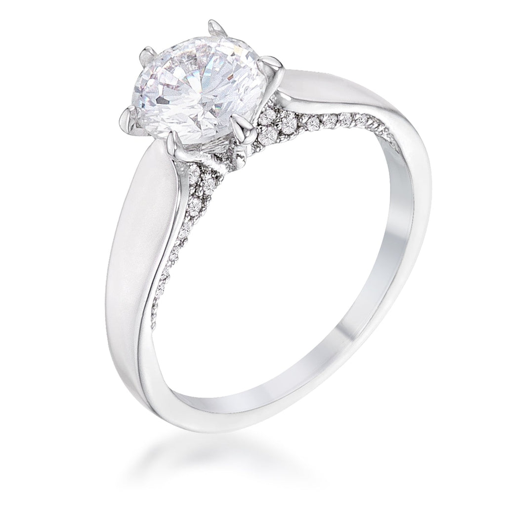 Gallery Form Modern Edit 1.56Ct Contemporary Rhodium Plated CZ Solitaire Ring - Friggin Jewelry Fashion