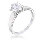 Gallery Form Modern Edit 1.56Ct Contemporary Rhodium Plated CZ Solitaire Ring - Friggin Jewelry Fashion