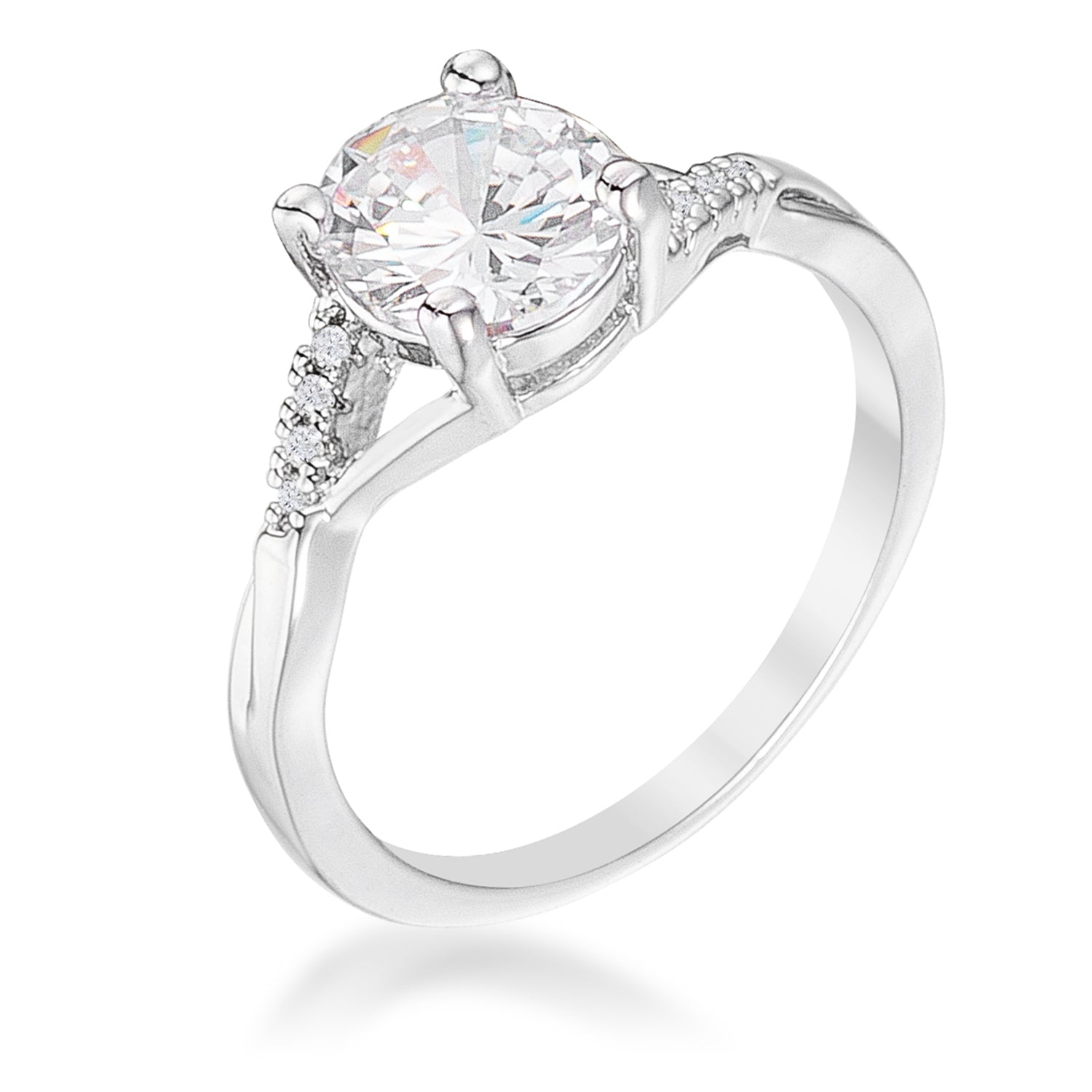 Everyday Edge Signature Icon 1.3Ct Rhodium Plated Simple Engagement Ring - Friggin Jewelry Fashion