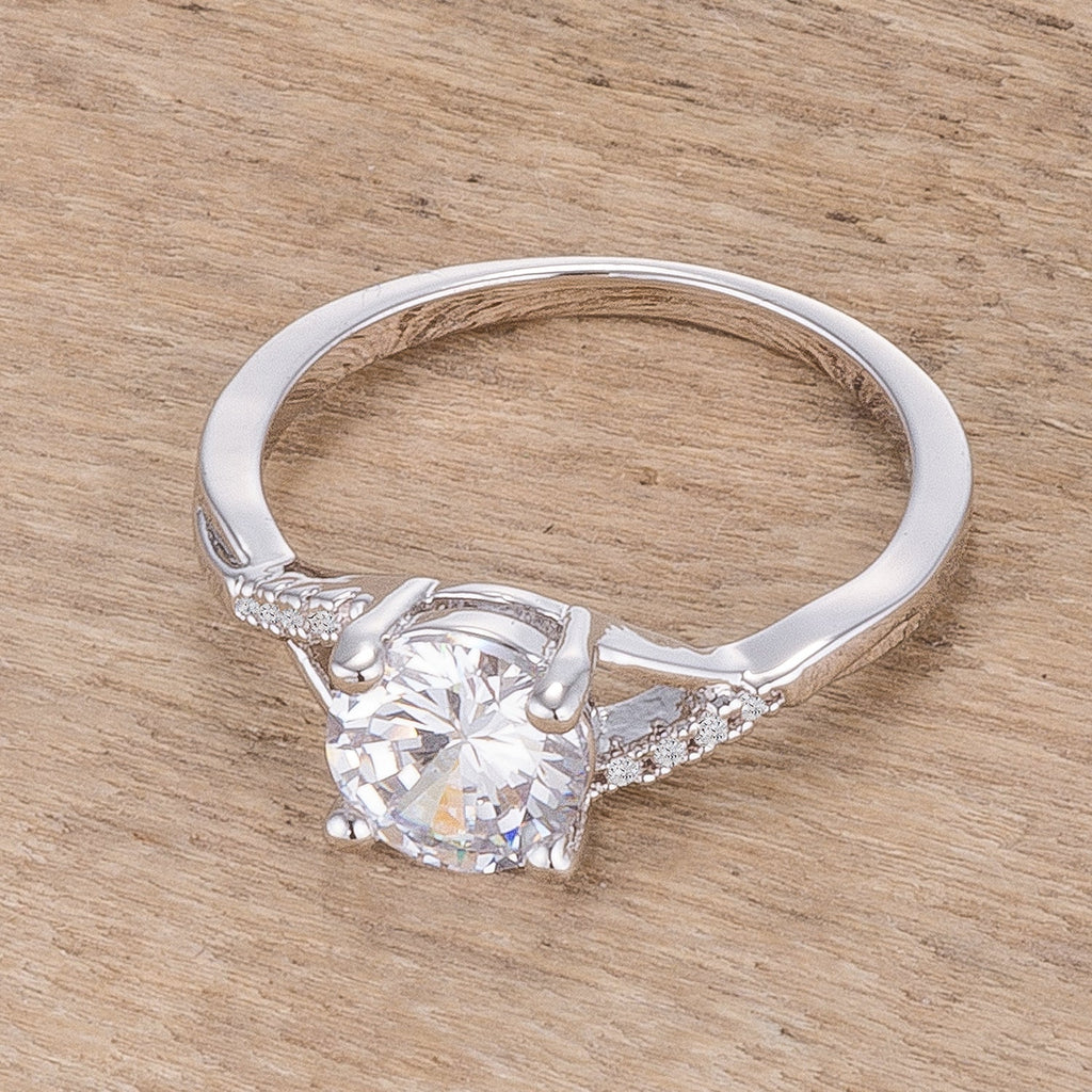 Everyday Edge Signature Icon 1.3Ct Rhodium Plated Simple Engagement Ring - Friggin Jewelry Fashion