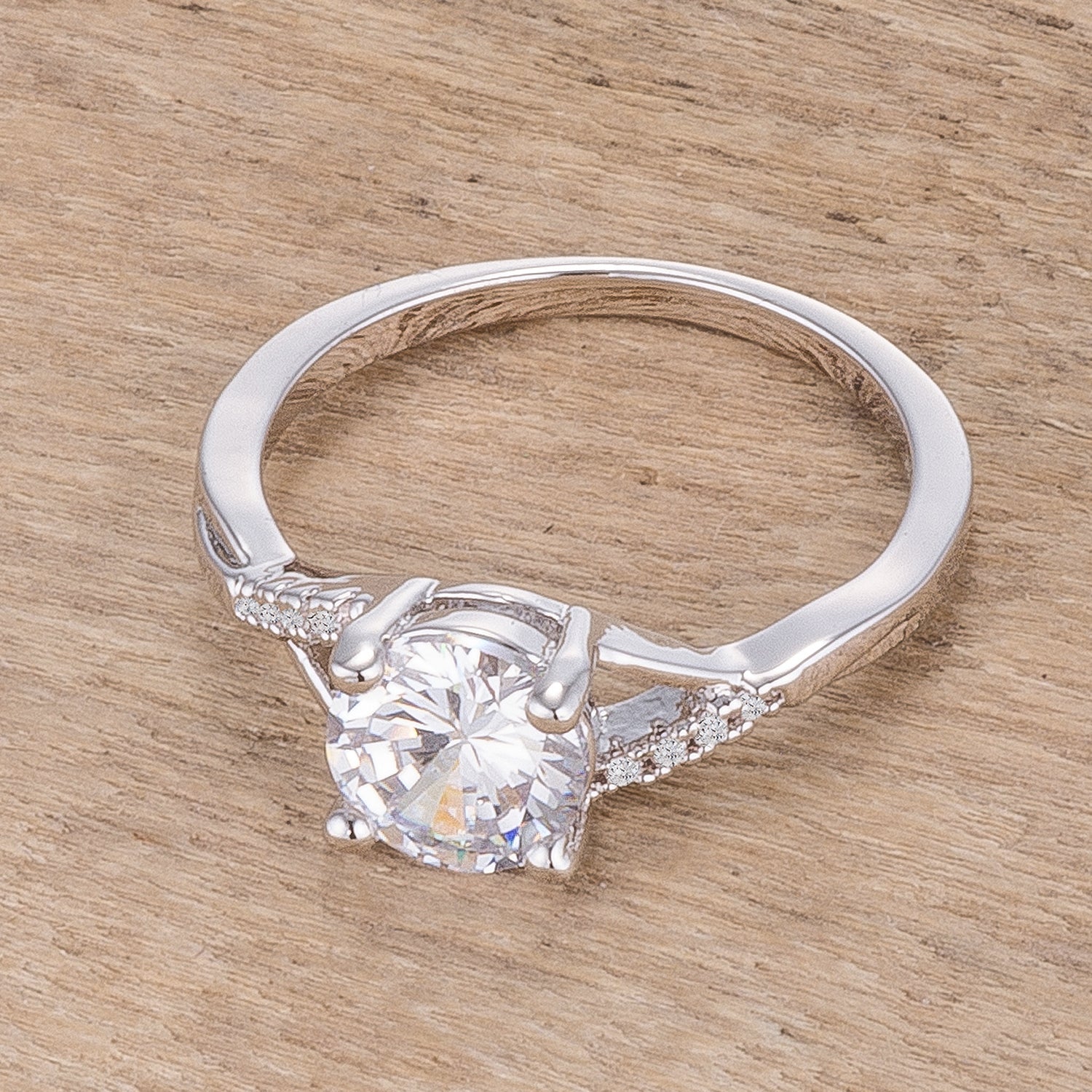 Everyday Edge Signature Icon 1.3Ct Rhodium Plated Simple Engagement Ring - Friggin Jewelry Fashion
