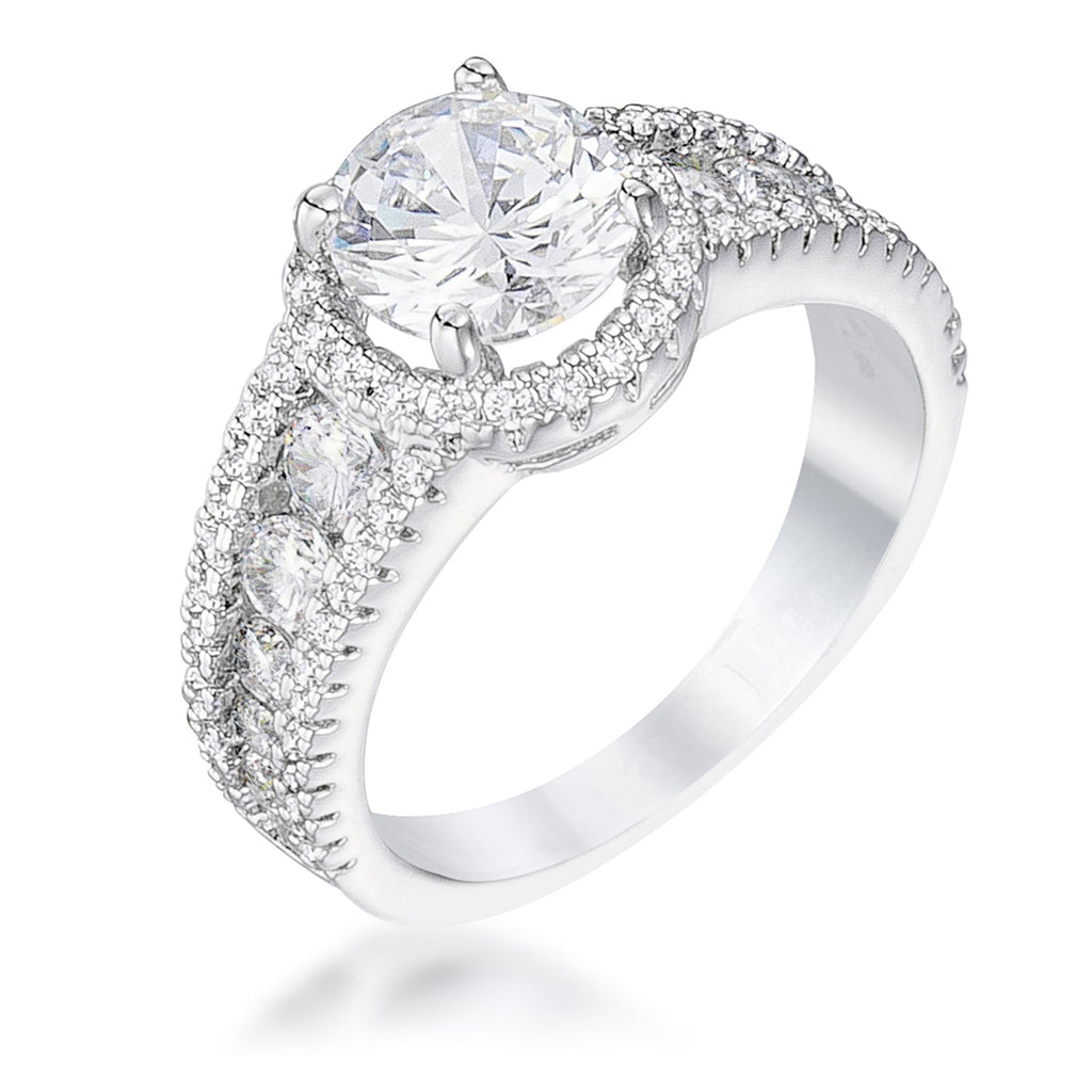 Covetable Icon Classic Line 2.1Ct Rhodium Plated Solitaire Engagement Halo Ring - Friggin Jewelry Fashion