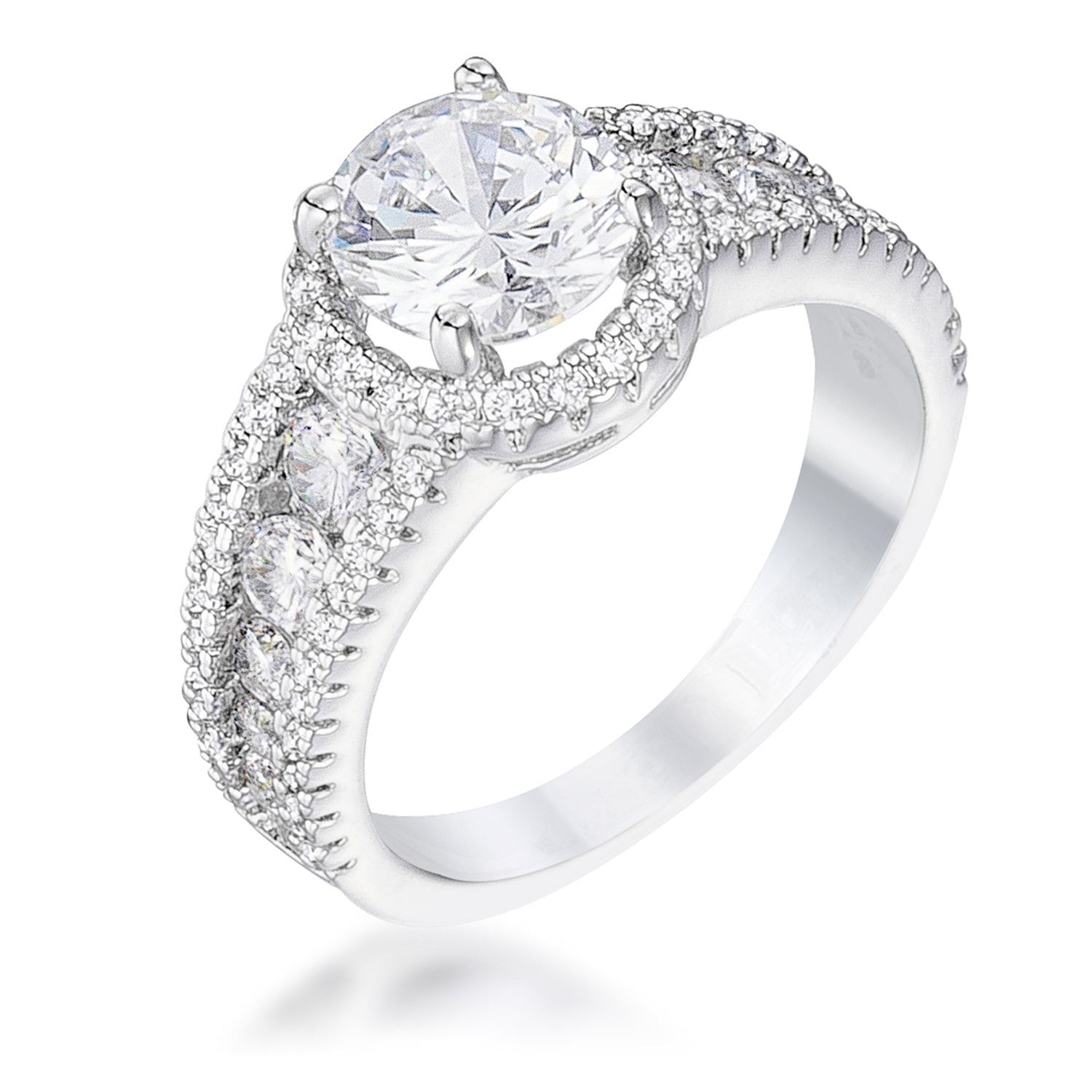 Covetable Icon Classic Line 2.1Ct Rhodium Plated Solitaire Engagement Halo Ring - Friggin Jewelry Fashion