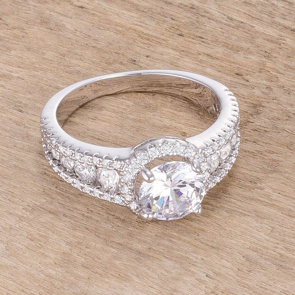 Covetable Icon Classic Line 2.1Ct Rhodium Plated Solitaire Engagement Halo Ring - Friggin Jewelry Fashion