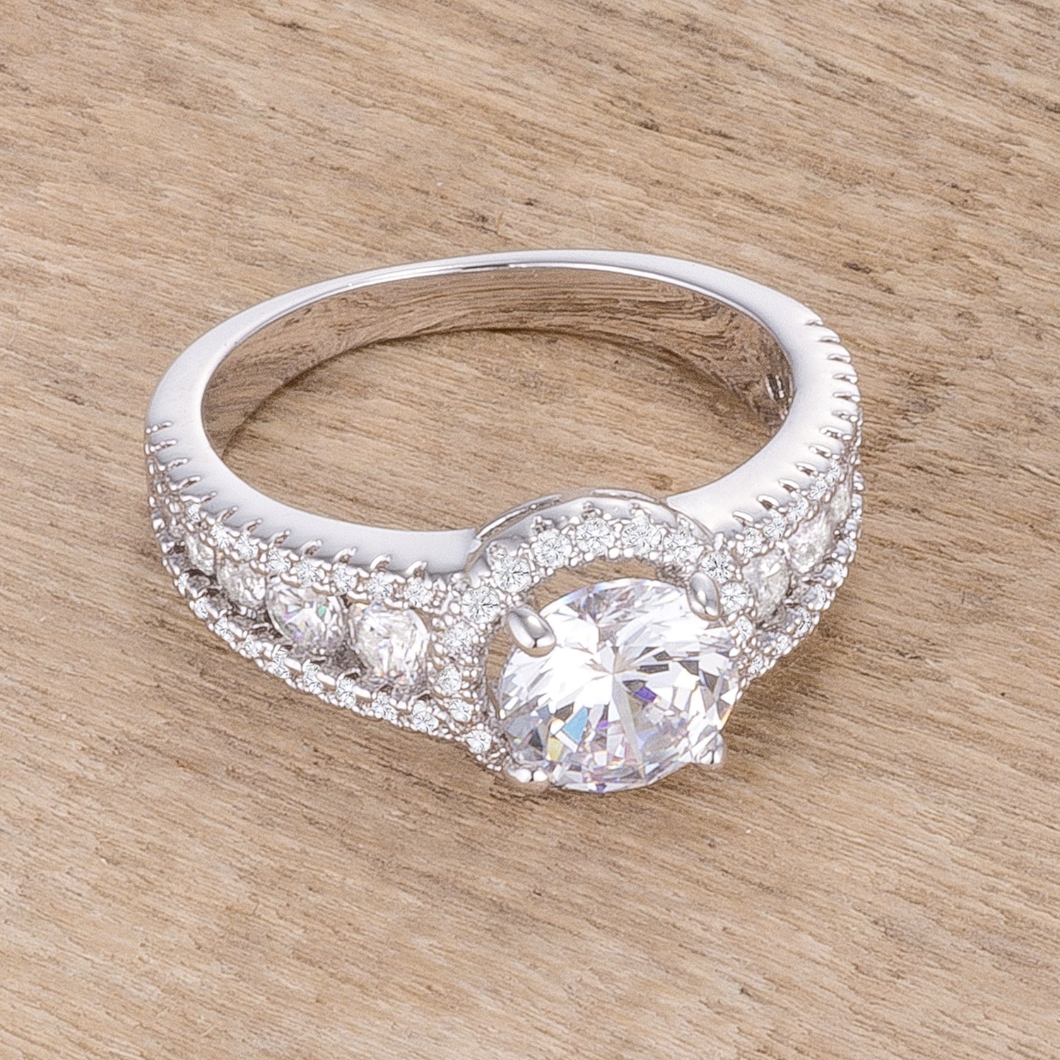 Covetable Icon Classic Line 2.1Ct Rhodium Plated Solitaire Engagement Halo Ring - Friggin Jewelry Fashion