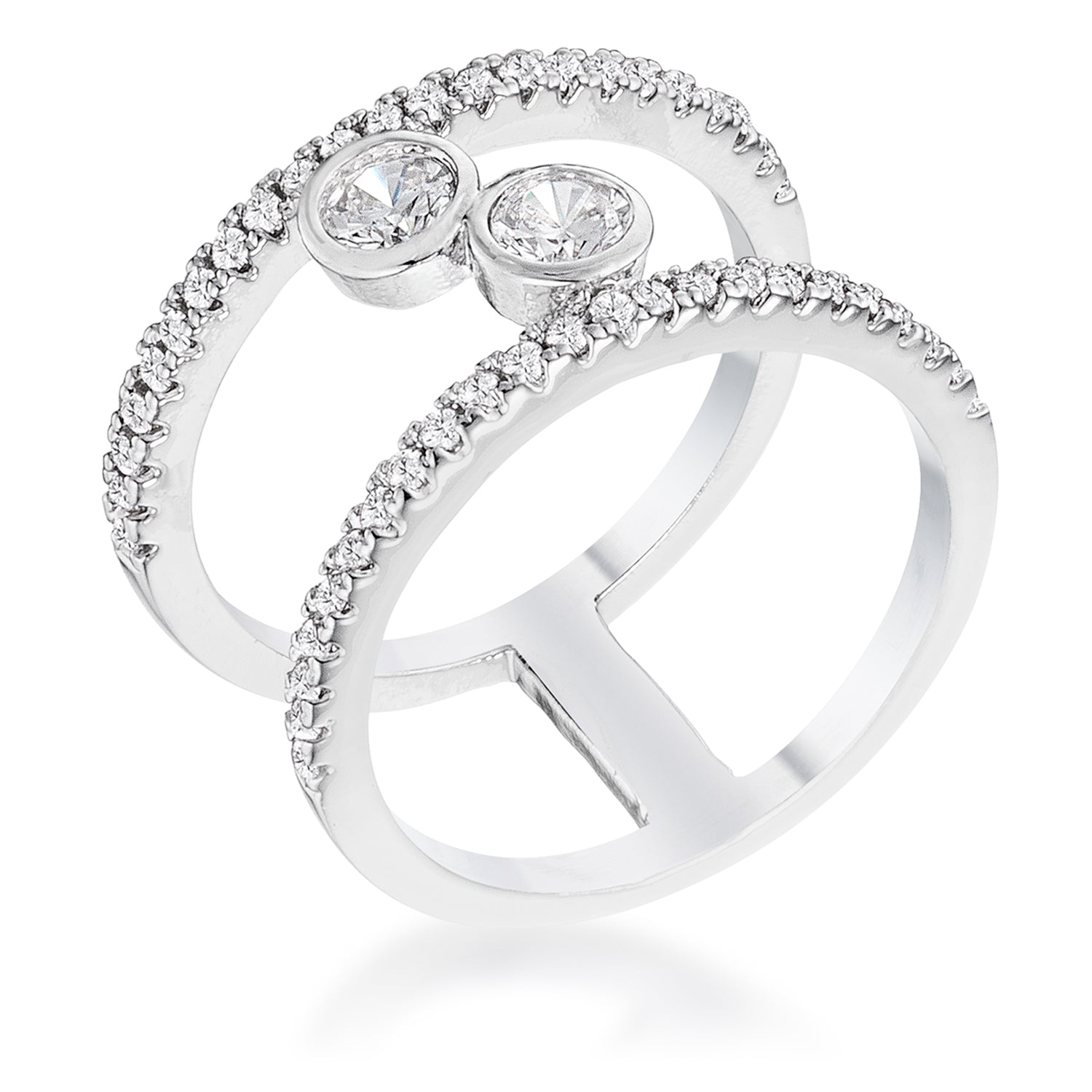 Couture Whisper Signature Line .86Ct Rhodium Plated Floating Bubbles CZ Ring - Friggin Jewelry Fashion