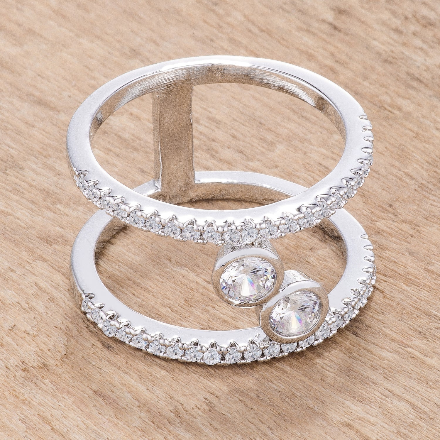Couture Whisper Signature Line .86Ct Rhodium Plated Floating Bubbles CZ Ring - Friggin Jewelry Fashion