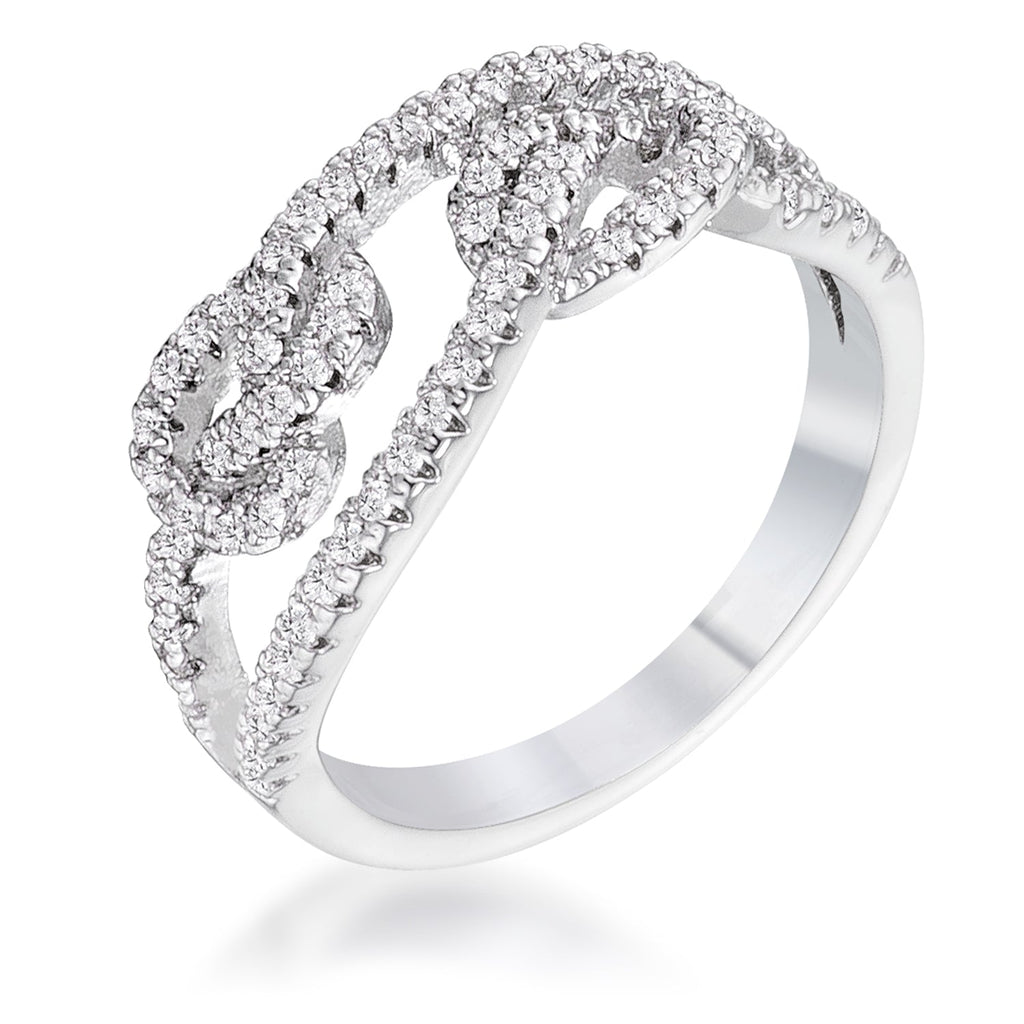 Radiant Edge Classic Series 1.15Ct Rhodium Plated CZ Pave Double Knot Ring - Friggin Jewelry Fashion