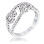 Radiant Edge Classic Series 1.15Ct Rhodium Plated CZ Pave Double Knot Ring - Friggin Jewelry Fashion