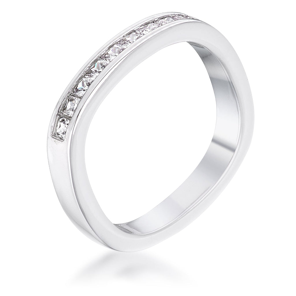 Sovereign Edge Modern Edit .9Ct Channel Set Princess Cut Rhodium Plated Square Shaped Stackable Band - Friggin Jewelry Fashion