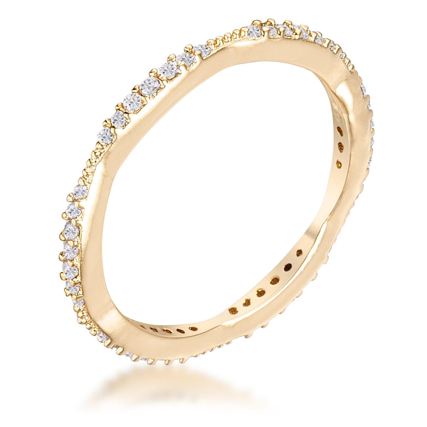 Proper Mischief Bold Line .42Ct Dainty 18k Gold Plated Micro Pave CZ Stackable Eternity Ring - Friggin Jewelry Fashion