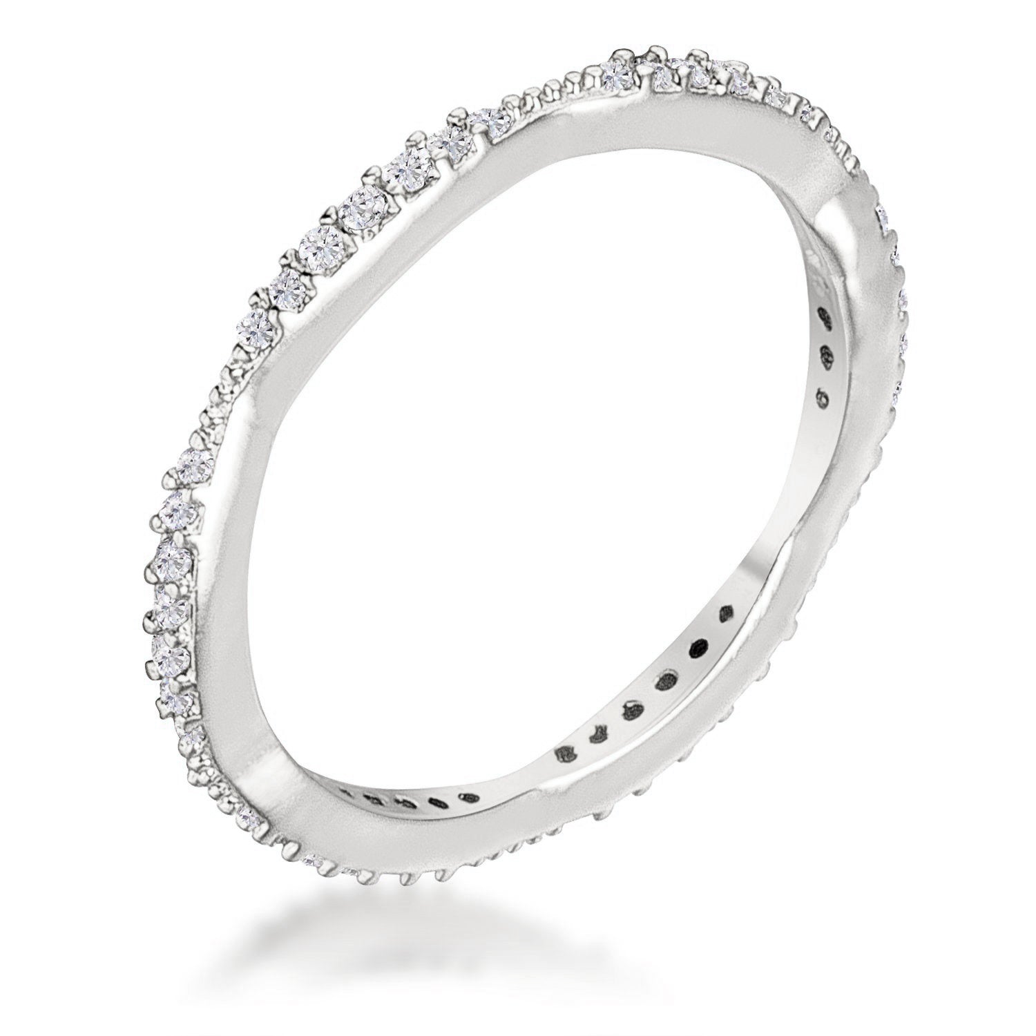 Twilight Drama Icon Series .42Ct Dainty 18k Rhodium Plated Micro Pave CZ Stackable Eternity Ring - Friggin Jewelry Fashion
