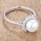 Studio Edge Signature Edit .36Ct Rhodium Plated Freshwater Pearl and CZ Halo Ring - Friggin Jewelry Fashion