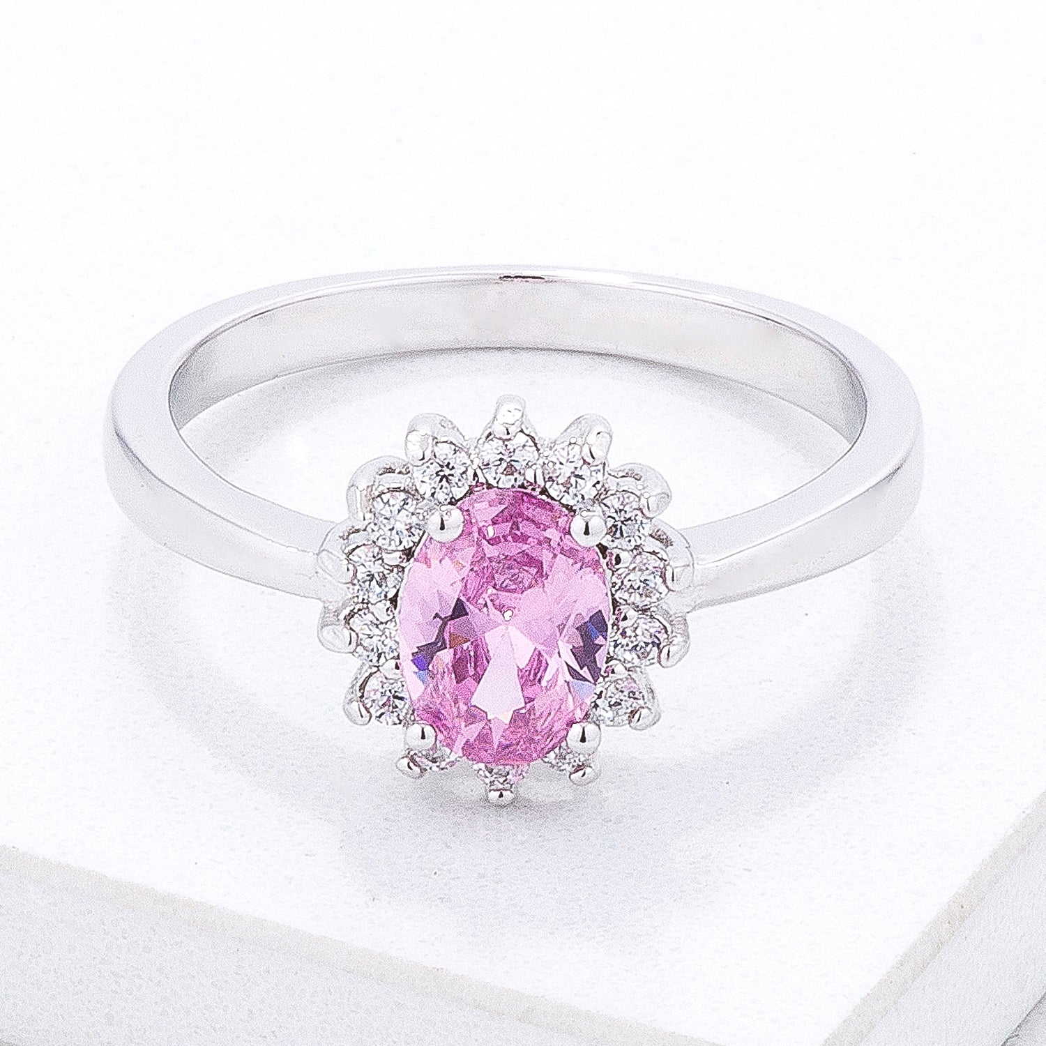Velvet Heroine Modern Edit Pink Ice CZ Petite Oval Ring - Friggin Jewelry Fashion