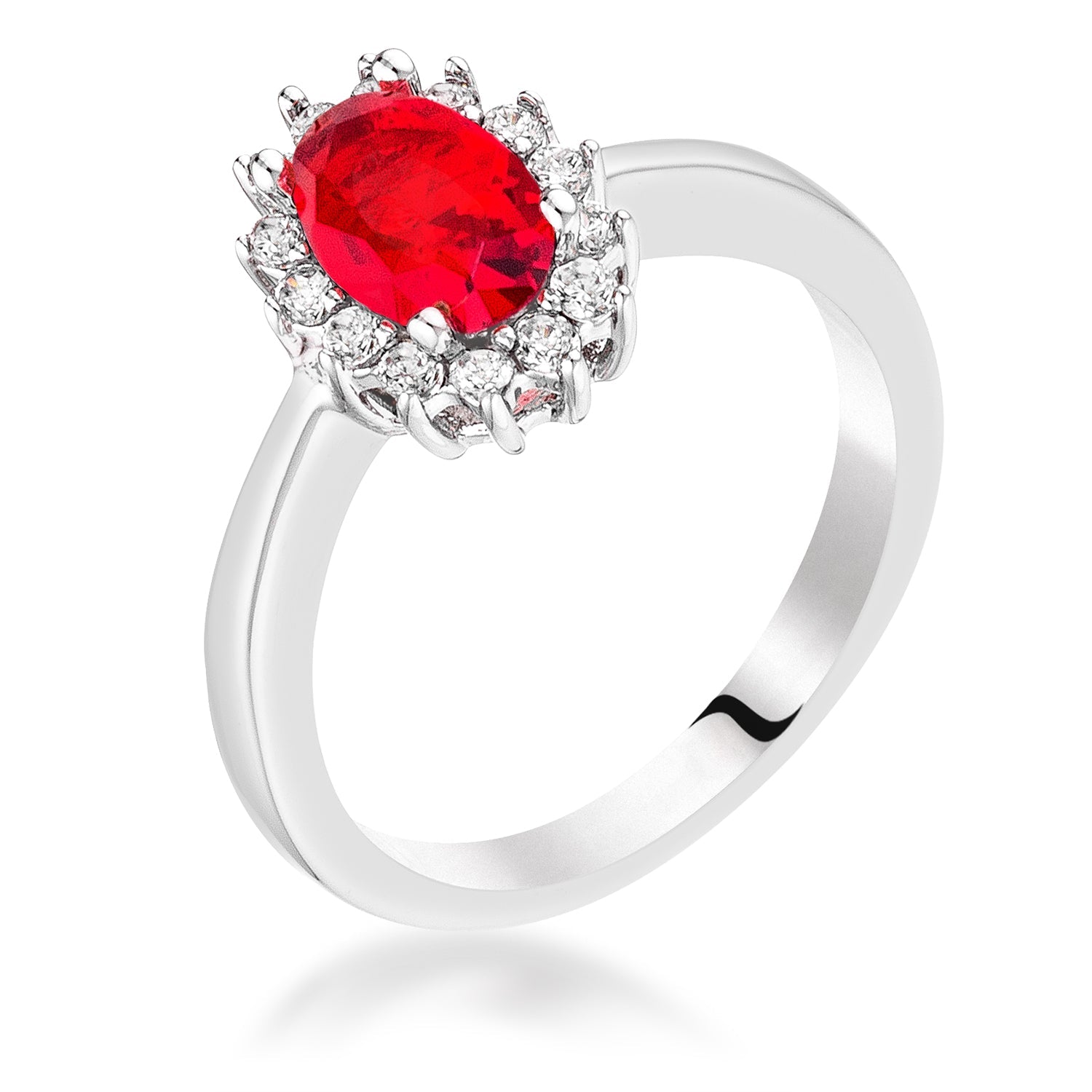 Timeless Sovereign Classic Edit Ruby Red CZ Petite Oval Ring - Friggin Jewelry Fashion