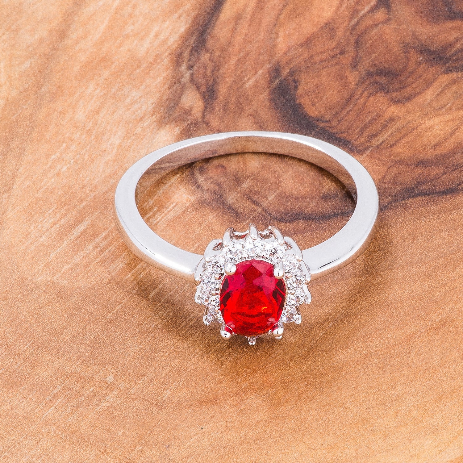 Timeless Sovereign Classic Edit Ruby Red CZ Petite Oval Ring - Friggin Jewelry Fashion